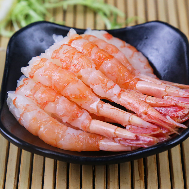 加拿大进口冰鲜北极甜虾北极虾刺身去头去壳刺身寿司虾30尾