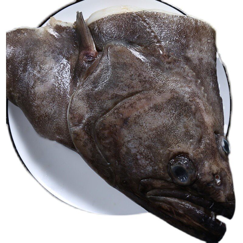 碟鱼头新鲜冷冻格陵兰进口深海大鲽鱼头偏口鱼比目鱼鸦片鱼头碟鱼