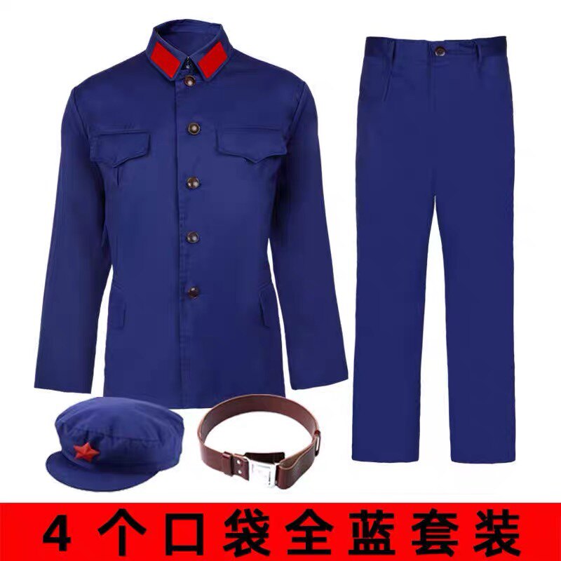 老式65式蓝色海军套装制服涤卡料军套装特色工作服劳保服退伍老兵