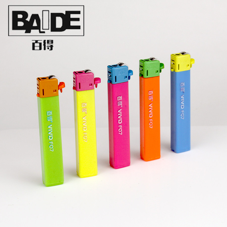 包邮正品baide百得f07方块炫彩透明砂轮一次性一次性打火机