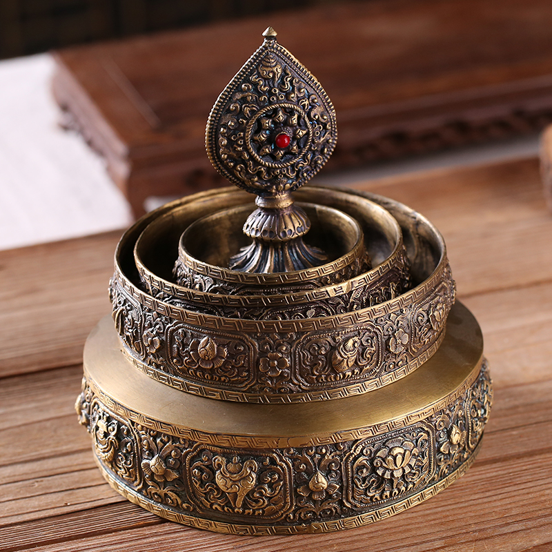 家用纯铜曼扎盘尼泊尔手工艺藏传佛教用品密宗法器供修藏族曼扎盘