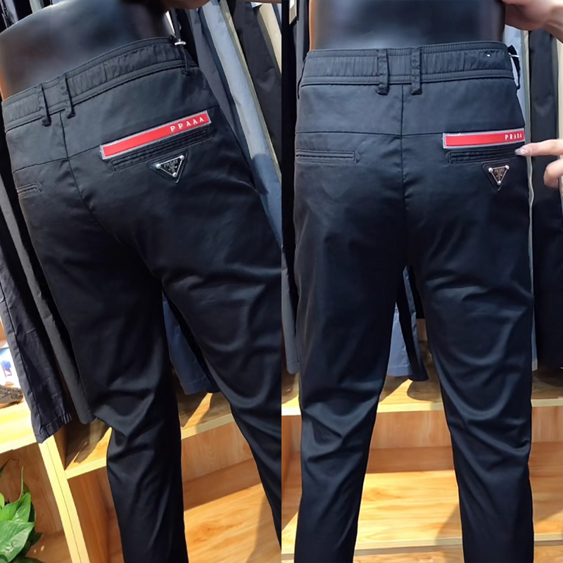 秋季男士商务休闲裤简约百搭秋冬修身小西裤快手网红小脚直筒长裤