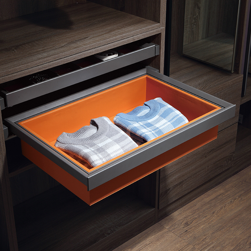 抽屉衣柜拉篮式储物篮抽拉衣物衣帽间伸缩五金件柜内裤架