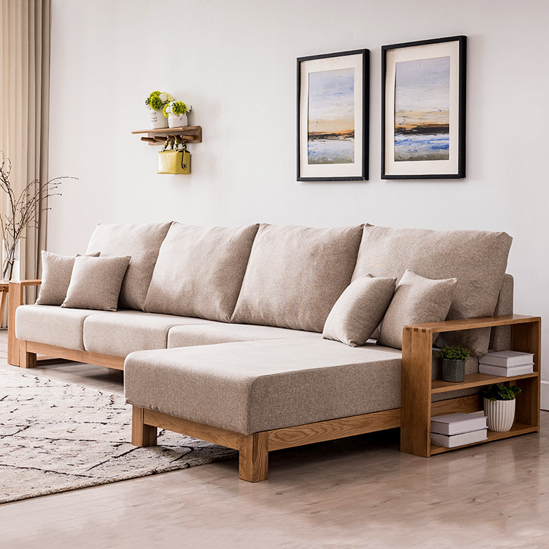 北欧现代简约实木白橡木橡木沙发日式小户户型布艺沙发实木沙发