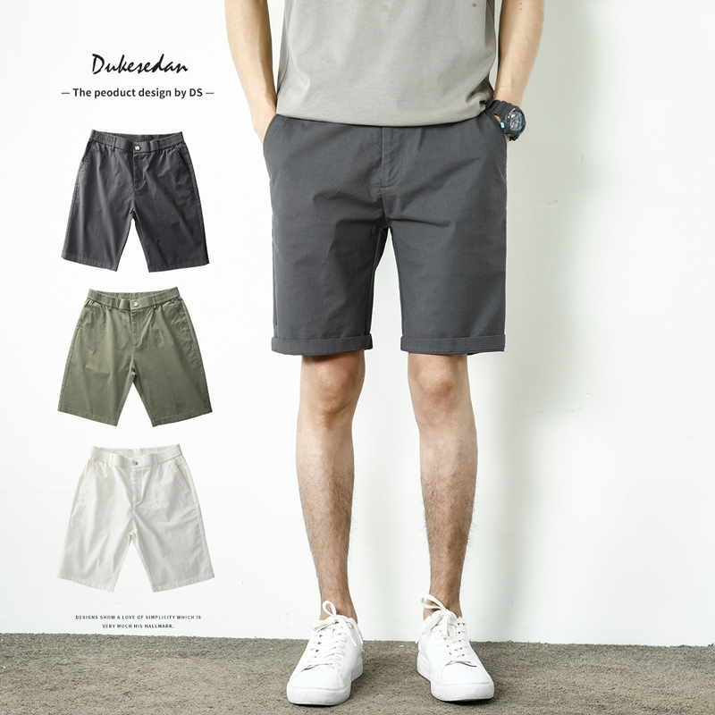 夏季白色休闲短裤男士宽松直筒纯棉5分裤潮流百搭外穿五分裤男生