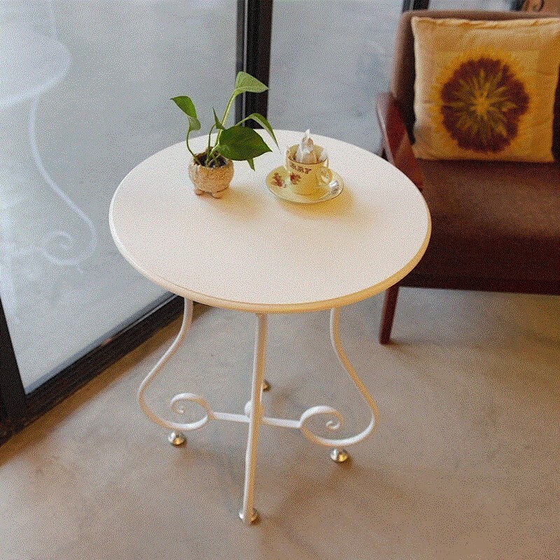 圆形茶几复古小桌桌子铁艺圆桌桌餐圆小型阳台茶几