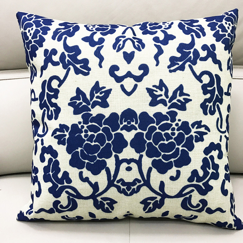 靠垫青花瓷抱枕含芯沙发靠背椅子办公室腰垫腰枕包靠垫