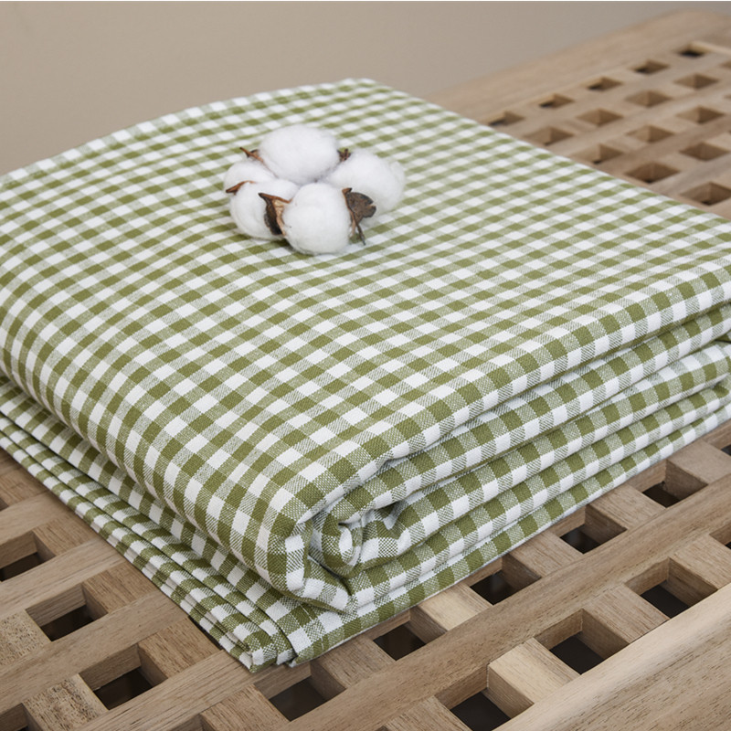 苎麻 床单单件 宿舍老粗布加厚纯棉麻忱套被套布亚麻格子夏季凉席