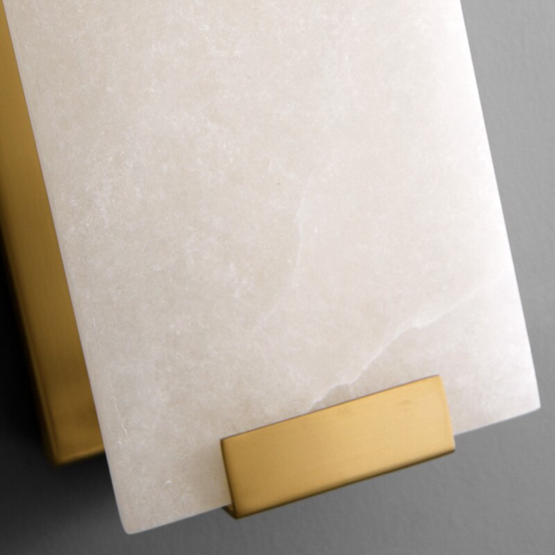 北欧天然云石片壁灯简约长方形客厅电视背景墙黄铜全铜新中式意境