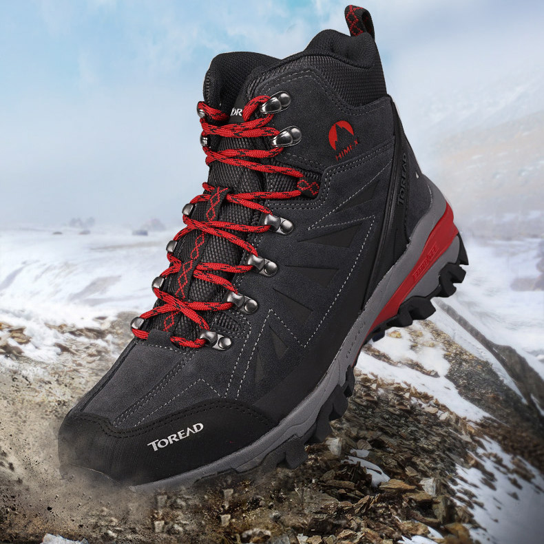 探路者男鞋登山鞋防水防滑冬季户外雪地靴子棉鞋高帮鞋