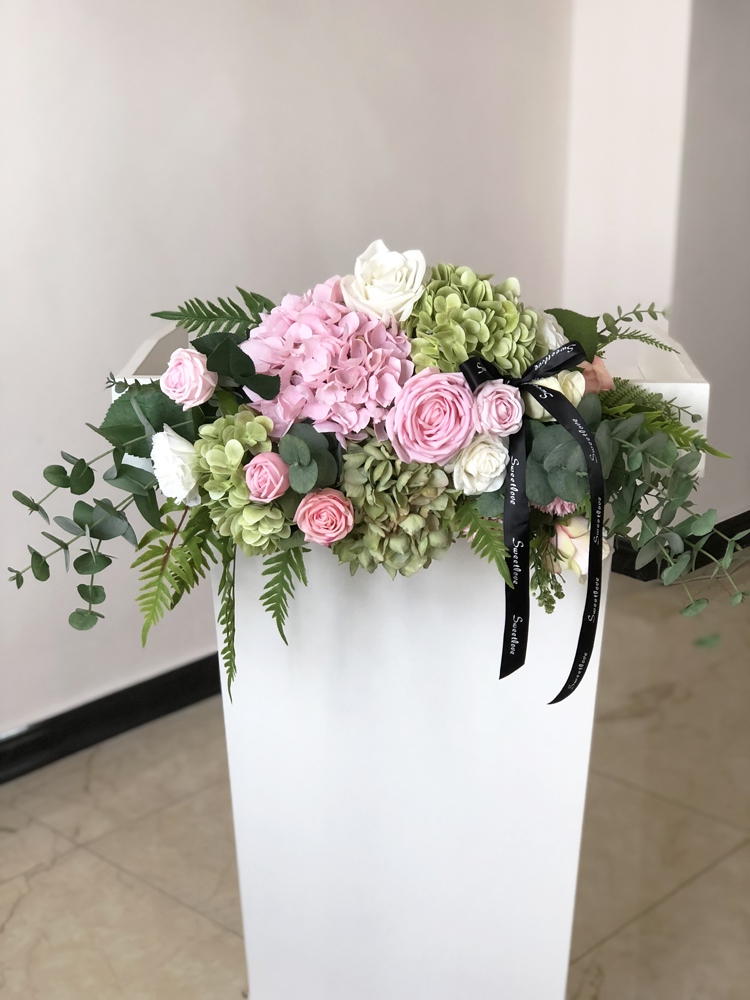 高档讲台花艺仿真会议桌商务用花摆花仿真花
