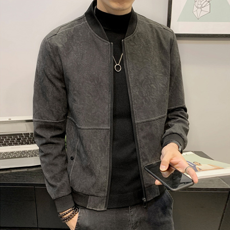短款夹克男外套春秋季新款休闲痞帅高级感立领棒球服修身皮衣ins