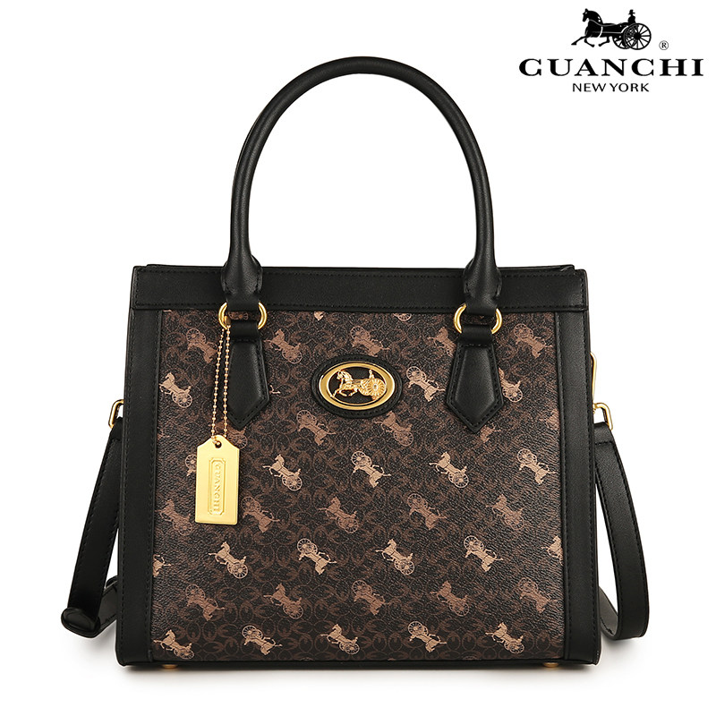 正品美国冠驰戴妃guanchi欧美轻奢时尚印花手提通用款女包