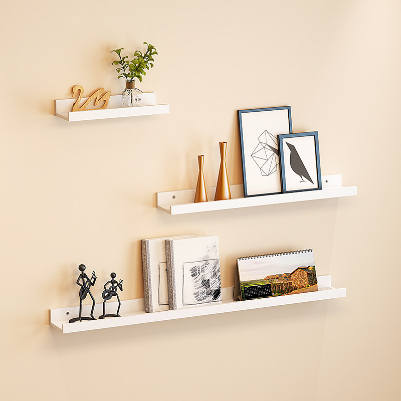 免打孔创意墙上置物架客厅壁挂隔板电视墙装饰一字板卧室挂墙搁板