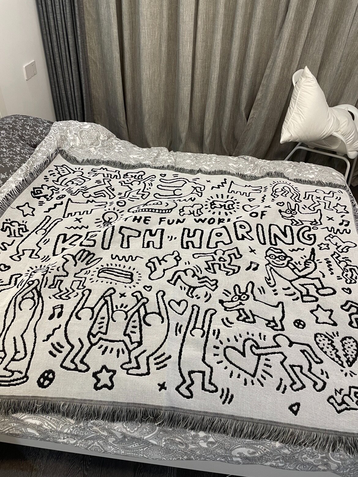黑白涂鸦大师凯斯哈林keithharing个性运动卡通挂毯