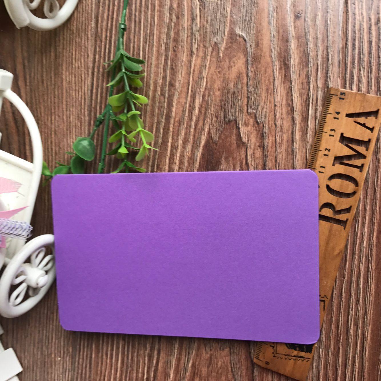 紫色对折创意diy清新生日祝福婚礼许愿卡片母亲节贺卡