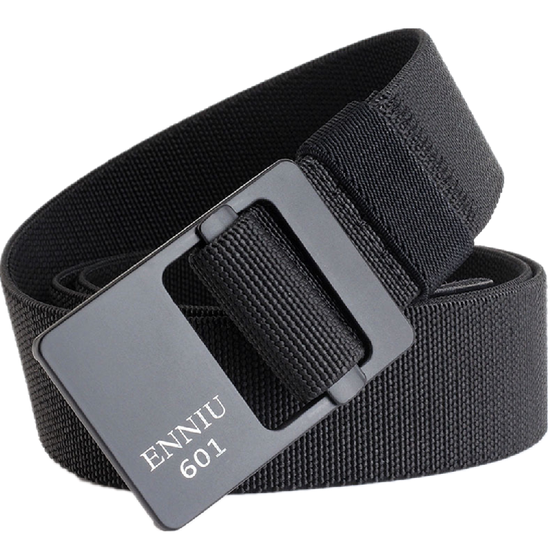 松紧弹力尼龙腰带合金无孔平滑裤带户外登山腰带