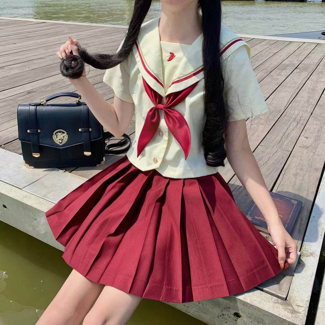 jk实拍赤金制服套装长袖短袖正统日系学院时尚套装