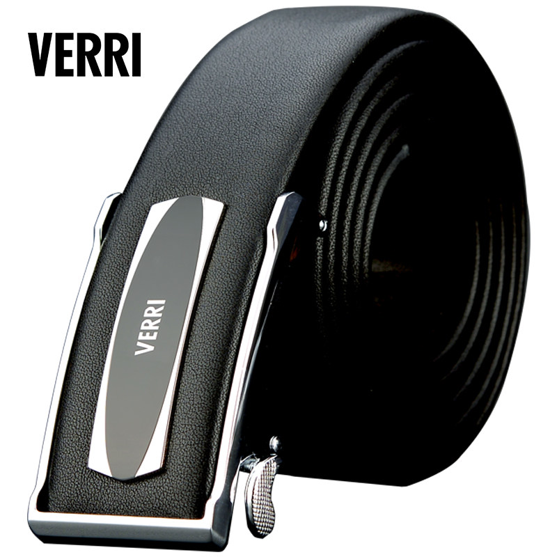 verri男士真皮皮带自动不锈钢头层牛皮商务休闲腰带