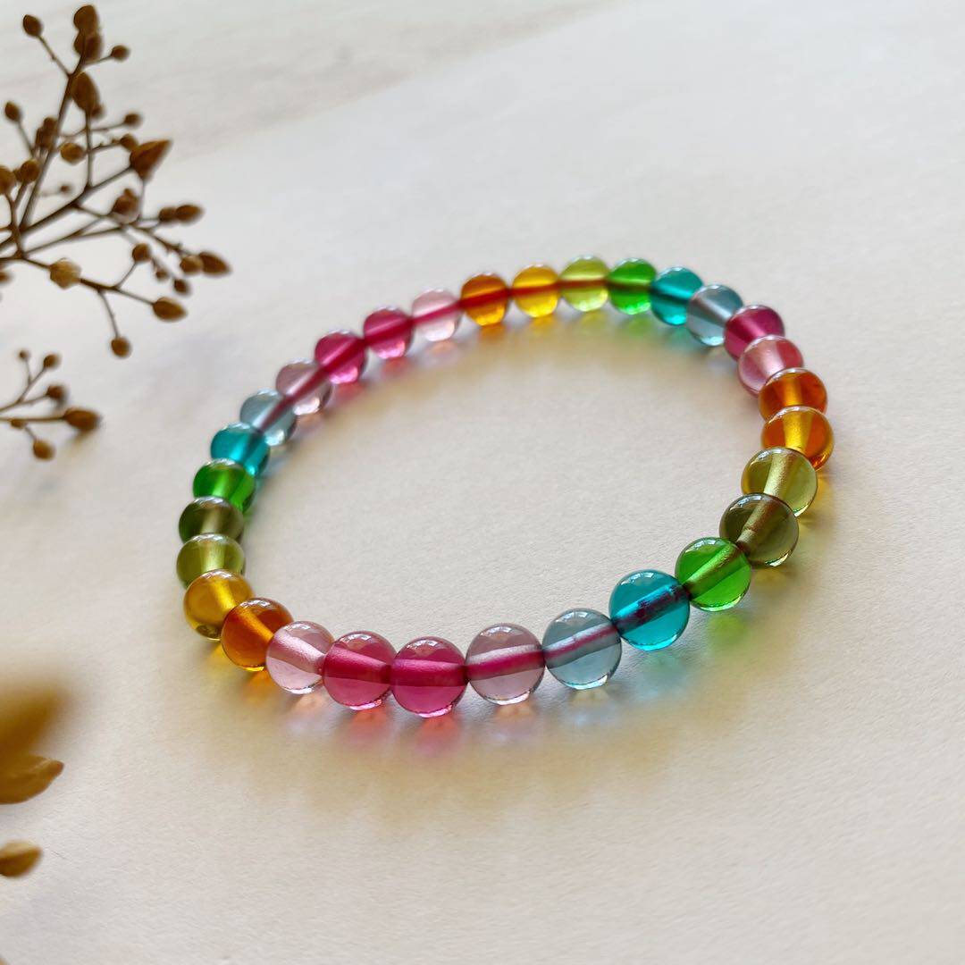 奥地利比来卢比来圈层人造碧玺仿蓝彩虹手链