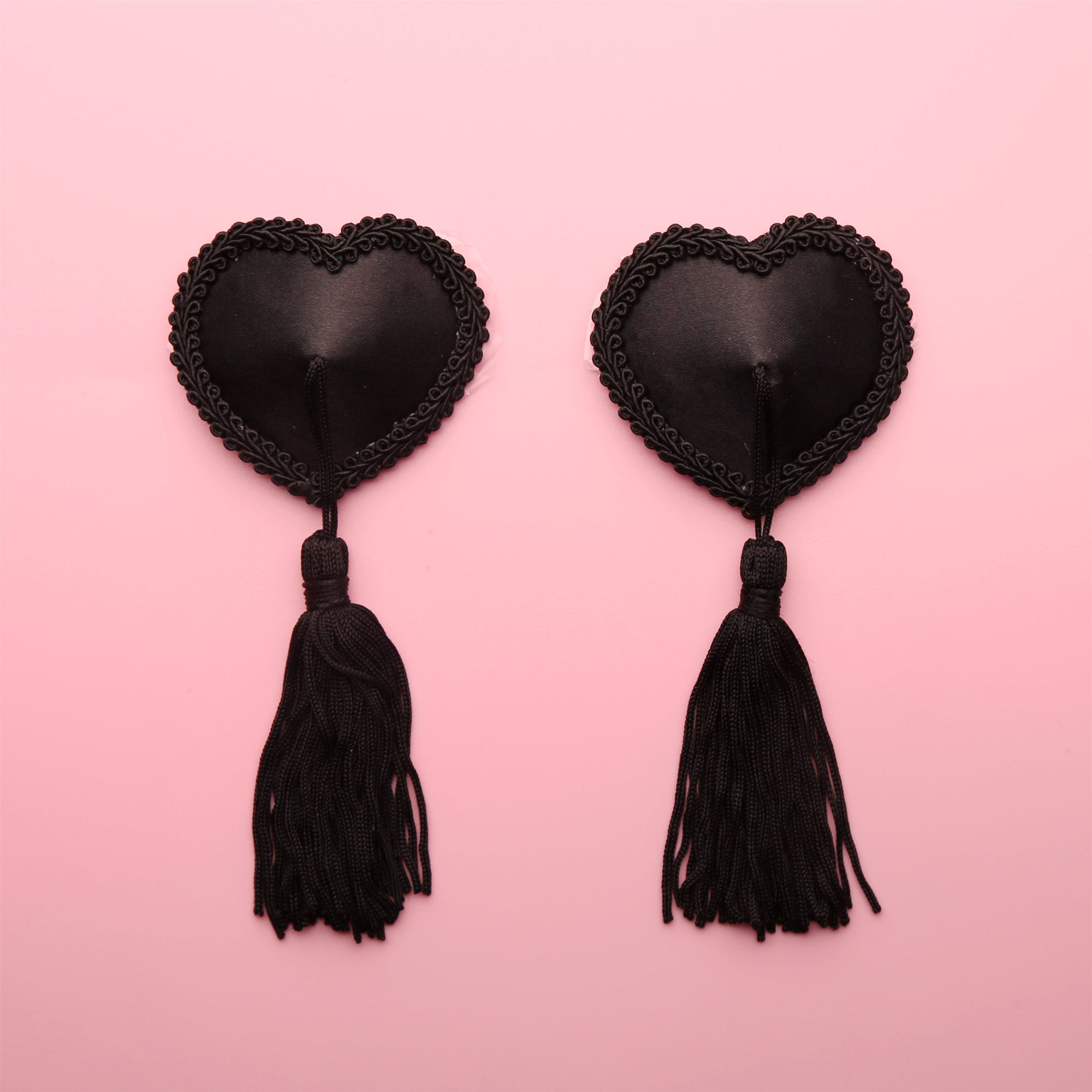 性感黑色蜈蚣情趣乳贴心形流苏重复使用胸贴乳贴