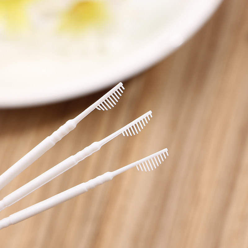 超细双头牙线一次性塑料牙签带毛刷子清理剔牙牙签