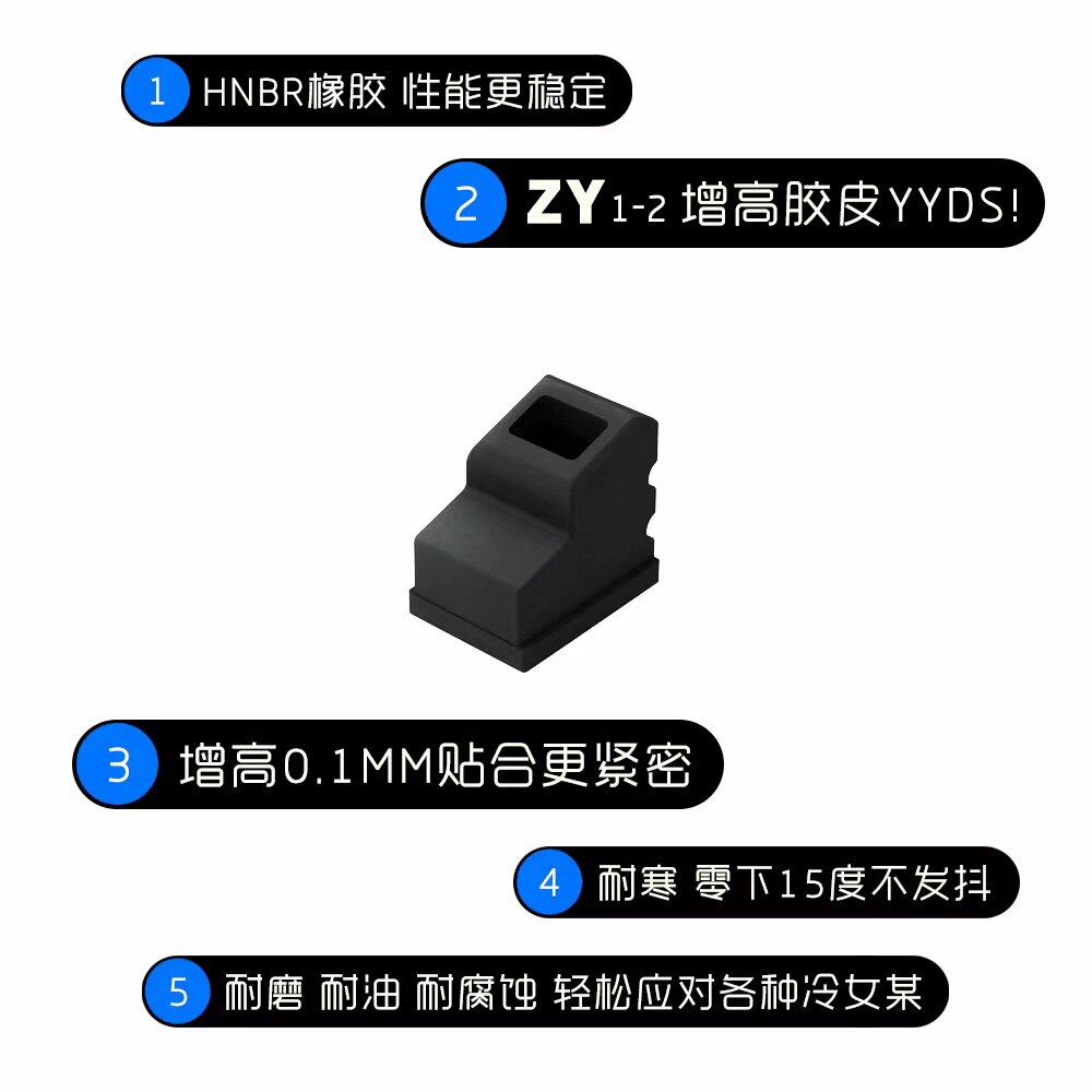 战鹰1911专用zy1zy2增高出气胶皮专治气密不好水弹玩具