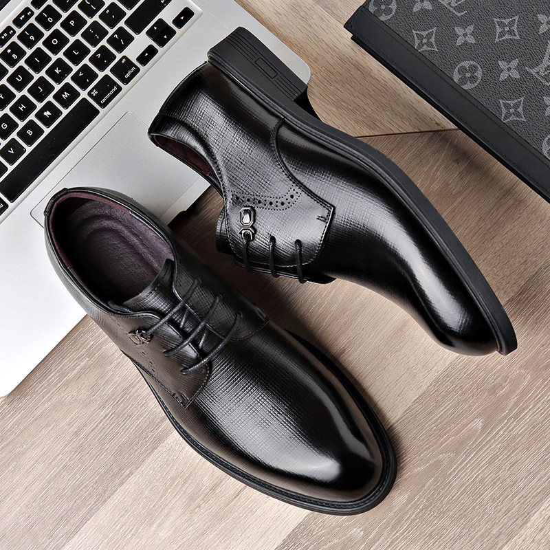 男士皮鞋真皮年轻款商务正英伦尖头男鞋春秋正装皮鞋
