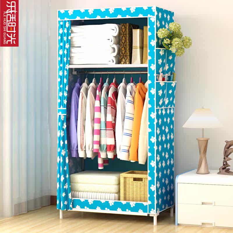新品1简易衣柜无纺布一米钢架加固小号单人学生宿舍衣橱1宽衣柜包