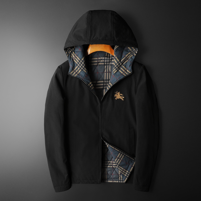 巴宝莉纯色格子连帽棉衣男2020冬季新款青年加厚保暖棉袄上衣外套