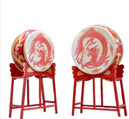 18寸24寸1米2米立式大鼓牛皮鼓成人儿童立鼓龙鼓中国红鼓寺院大鼓