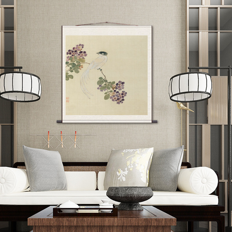 蒋廷锡没骨花鸟国画丝绸礼品酒店装饰壁画风水国画