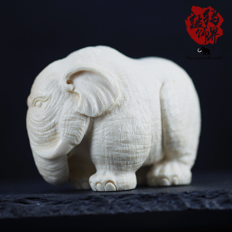猛犸象牙雕摆件小白象书桌书架工艺品礼品摆饰保真摆件
