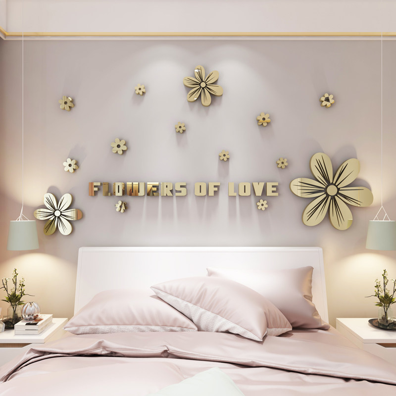 镜面亚克力3d立体墙贴自粘客厅卧室床头餐厅墙贴