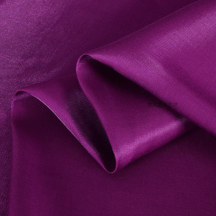 酱紫色琉璃丝缎棉麻亮光丝滑光泽丝绸布料衬衫海绵垫