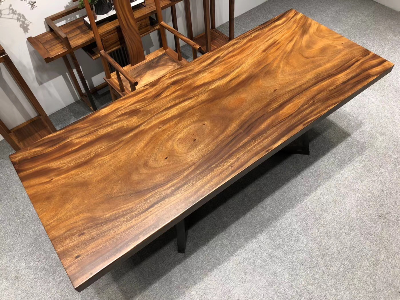 胡桃木实木大板桌客厅老板会客休闲阳台木桌高档大板桌