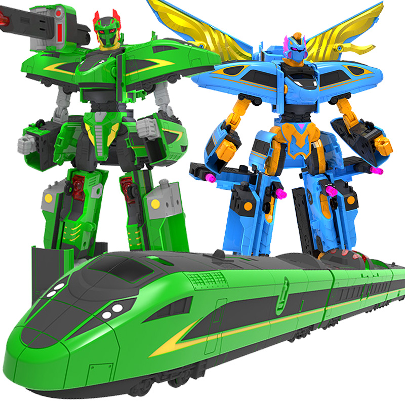 灵动创想列车超人复兴高铁三合一火车动车和谐号变形儿童机器人