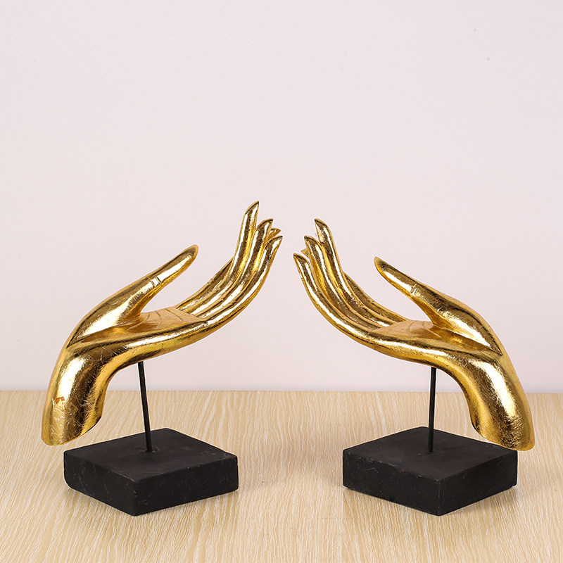 泰国木雕金佛手摆件禅意装饰品玄关实木手工艺品摆设摆件