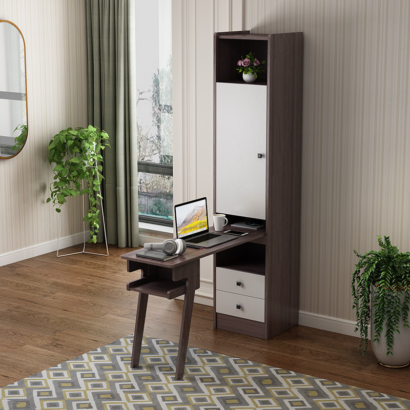 书柜吧台书桌一体桌带书架组合简约家用家用电脑单个书柜