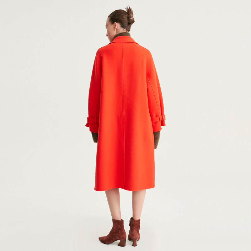 iii viviniko薇薏蔻红色羊毛长款女士大衣