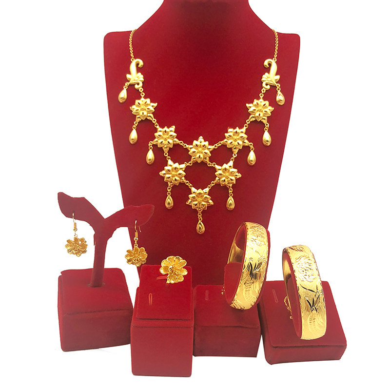 套装项链手镯龙凤仿金薄款黄金仿真婚嫁金套装项链