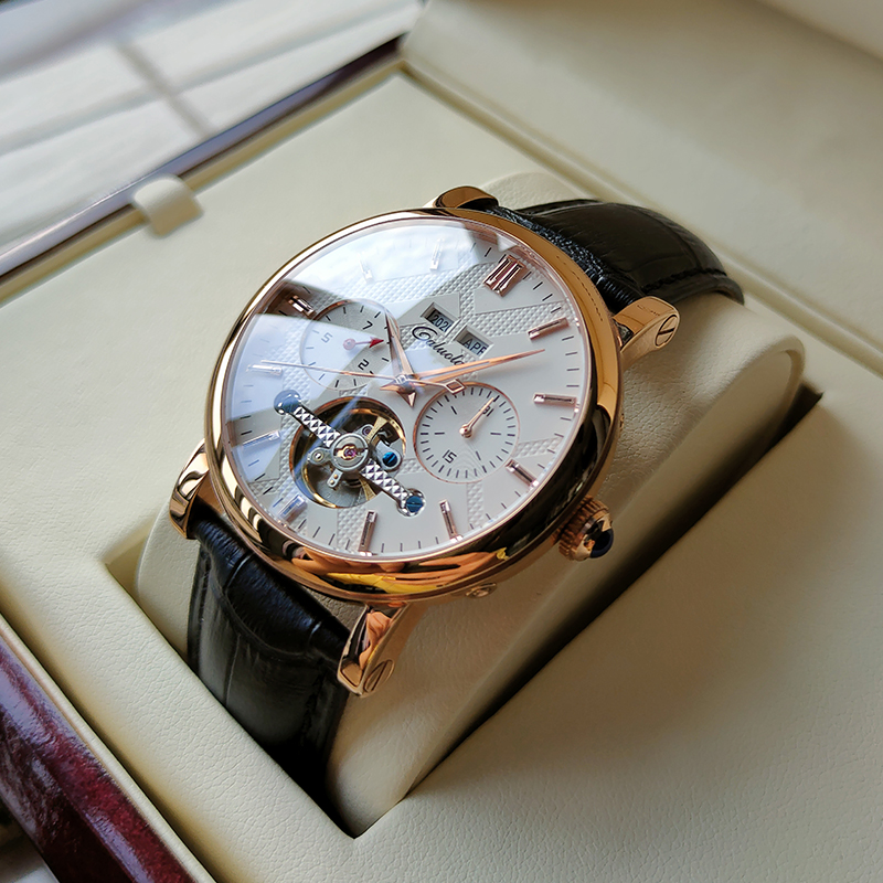 卡罗莱飞轮镂空十大全自动机械表正品品牌男士手表男表真皮防水潮