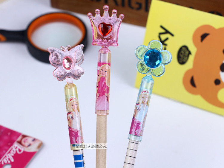 铅笔冰雪奇缘缘公主芭比皇冠笔帽笔套头盖小学生铅笔