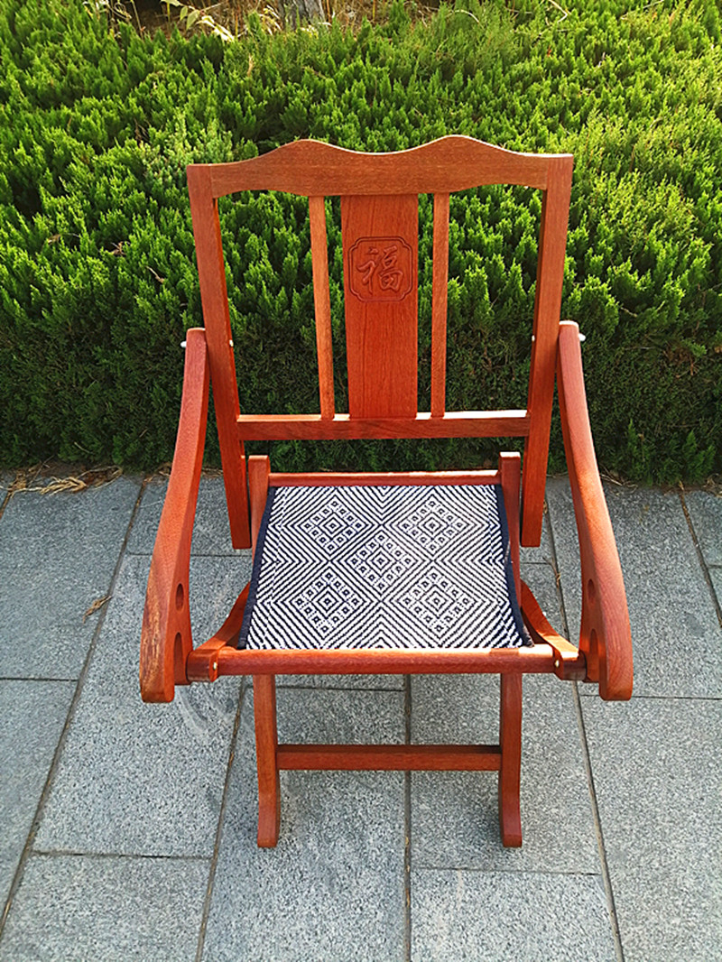 山东靠背红木马扎实木完全折叠便携潍坊嵌银折叠凳