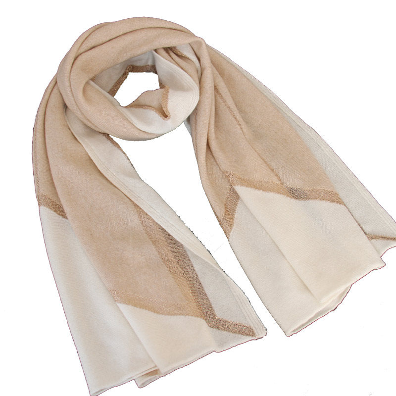 围巾意大利订单cashmere高品质金丝秋冬手工针织纯羊围巾