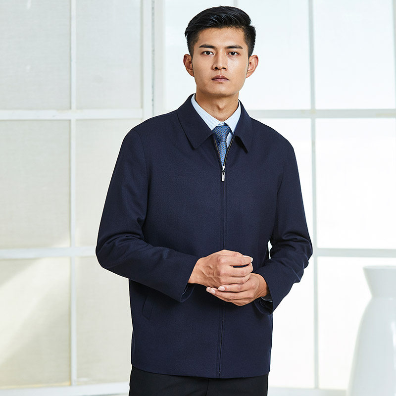 中年红都夹克羊毛桑蚕蚕丝政务商务领导导风夹克