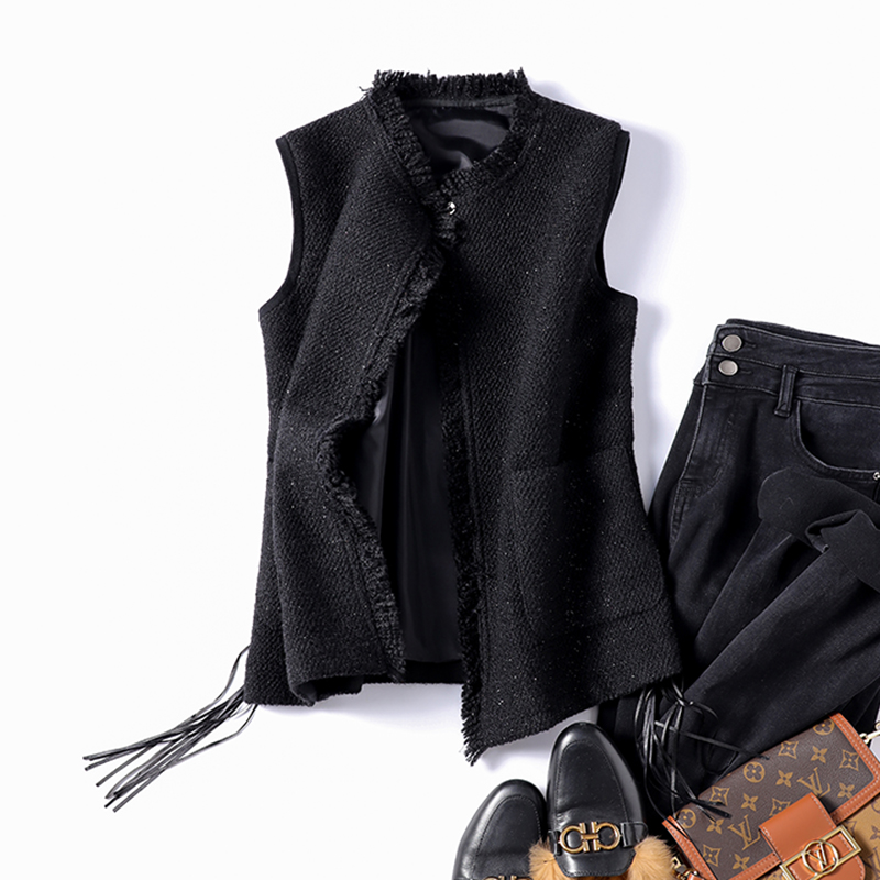 篙级感炸裂！！！ 叠穿王 显瘦香调粗花呢羊毛无袖马甲女秋冬