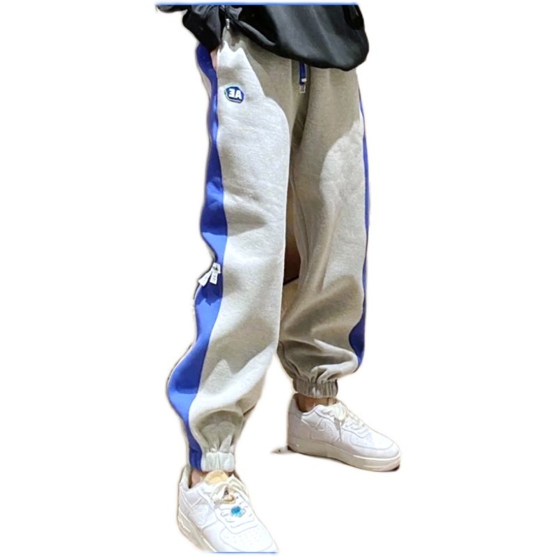 韩国ader拼色裤子子女秋冬ae加绒情侣运动休闲裤