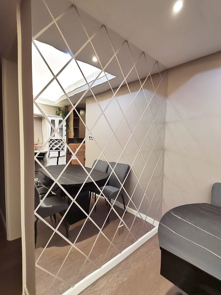 亚克力菱形镜面立体墙贴客厅餐厅电视背景墙镜子贴纸装饰扩大空间