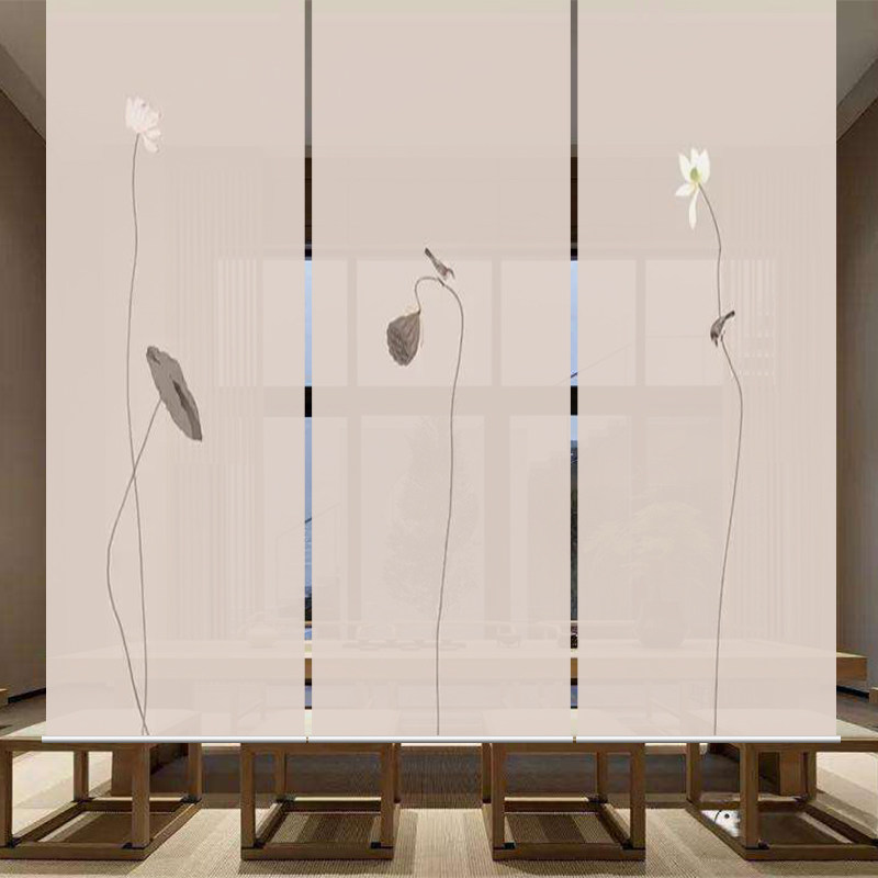 中式卷帘挂帘挂式屏风玄关帘软隔断酒店餐厅卷帘